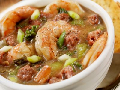 Delicious shrimp in creole cuisine