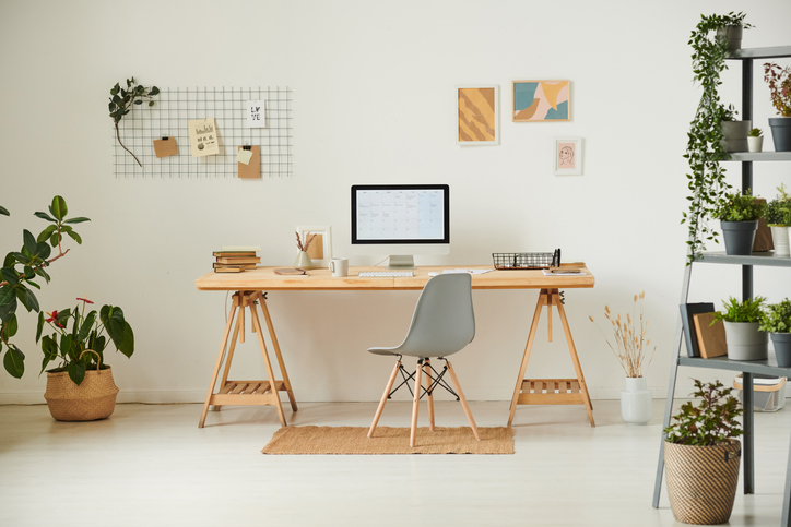 working space in white Scandinavian motive
